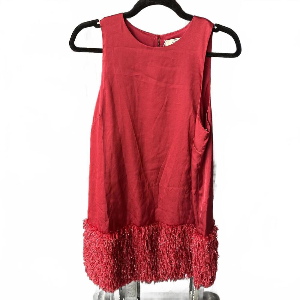 Entro Burgundy Dress with Ruffled Hem